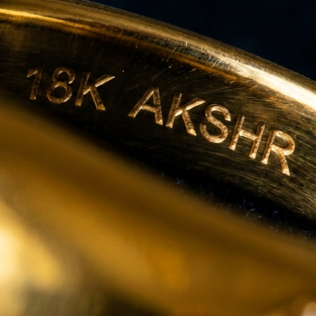 18K Gold band with AkshR branding
