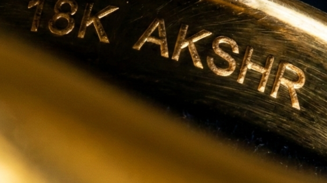 18K Gold band with AkshR branding