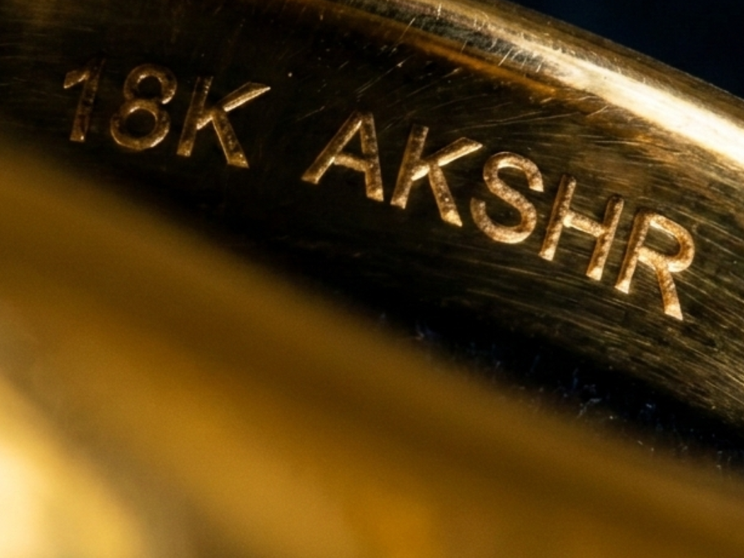 18K Gold band with AkshR branding