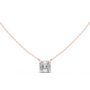 Gold necklace with a Asscher-cut diamond pendant on a white background