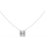 Gold necklace with a Asscher-cut diamond pendant on a white background