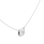 Gold necklace with a diamond pendant on a white background