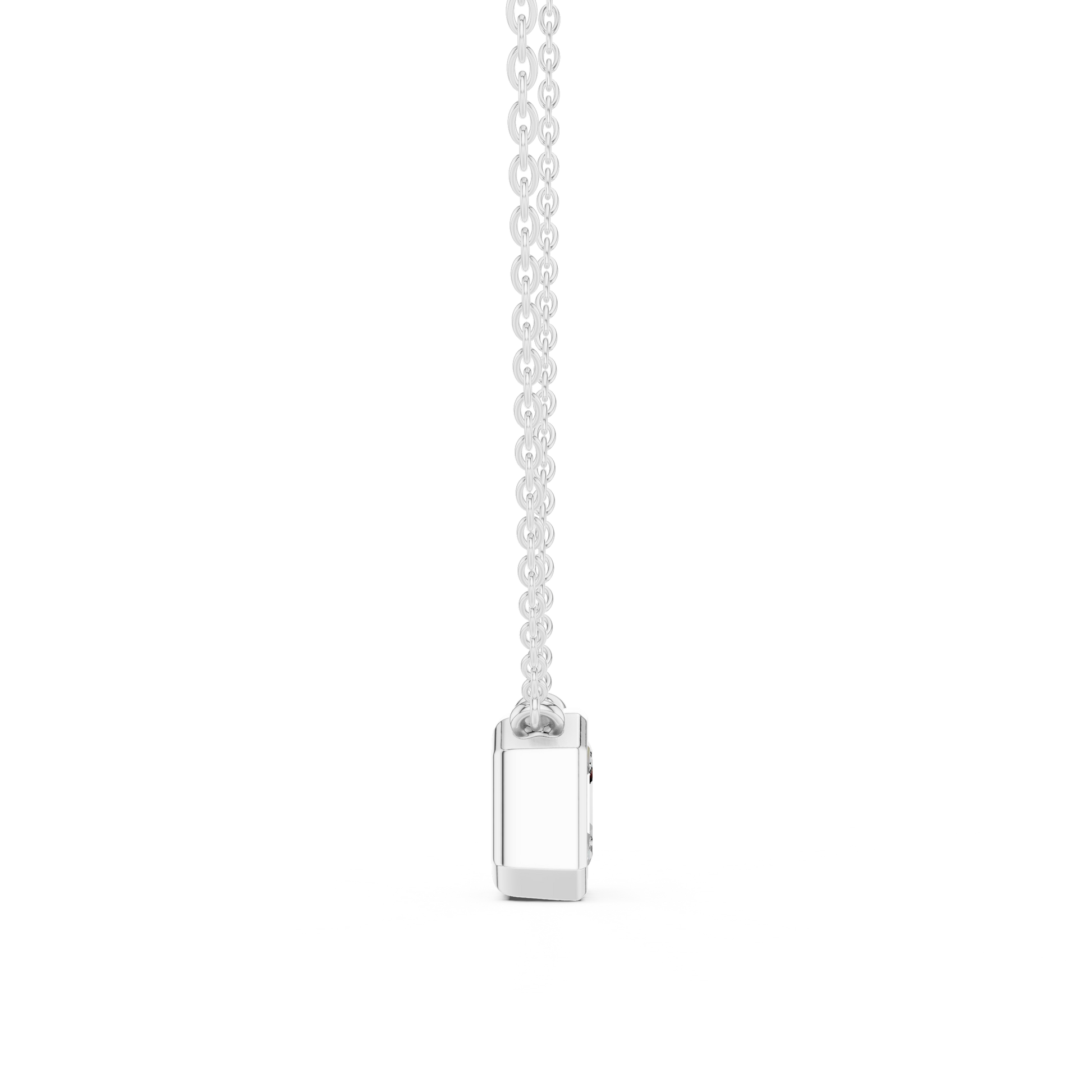 Gold necklace with a diamond pendant on a white background