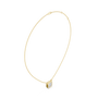 Gold necklace with a diamond pendant on a white background