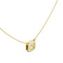 Gold necklace with a diamond pendant on a white background
