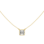 Gold necklace with a diamond pendant on a white background