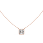 Gold necklace with a diamond pendant on a white background