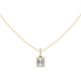 Gold necklace with a diamond pendant on a white background