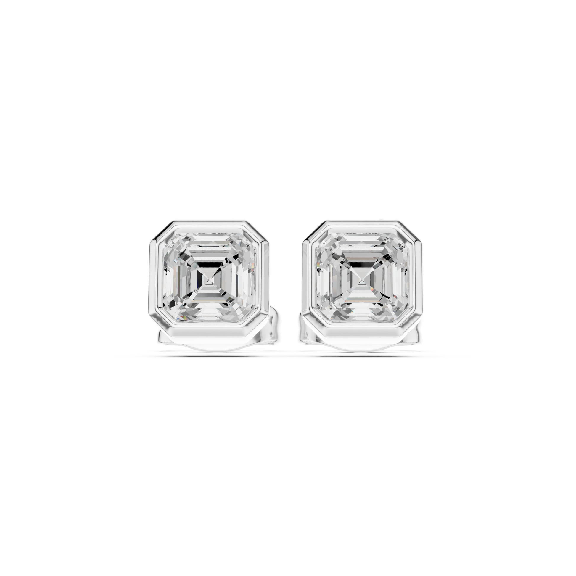 Pair of diamond stud earrings on a white background
