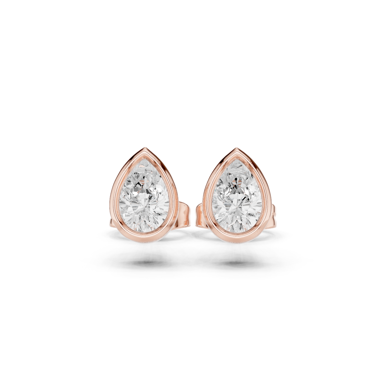 Bezel Pear Diamond Stud Earrings
