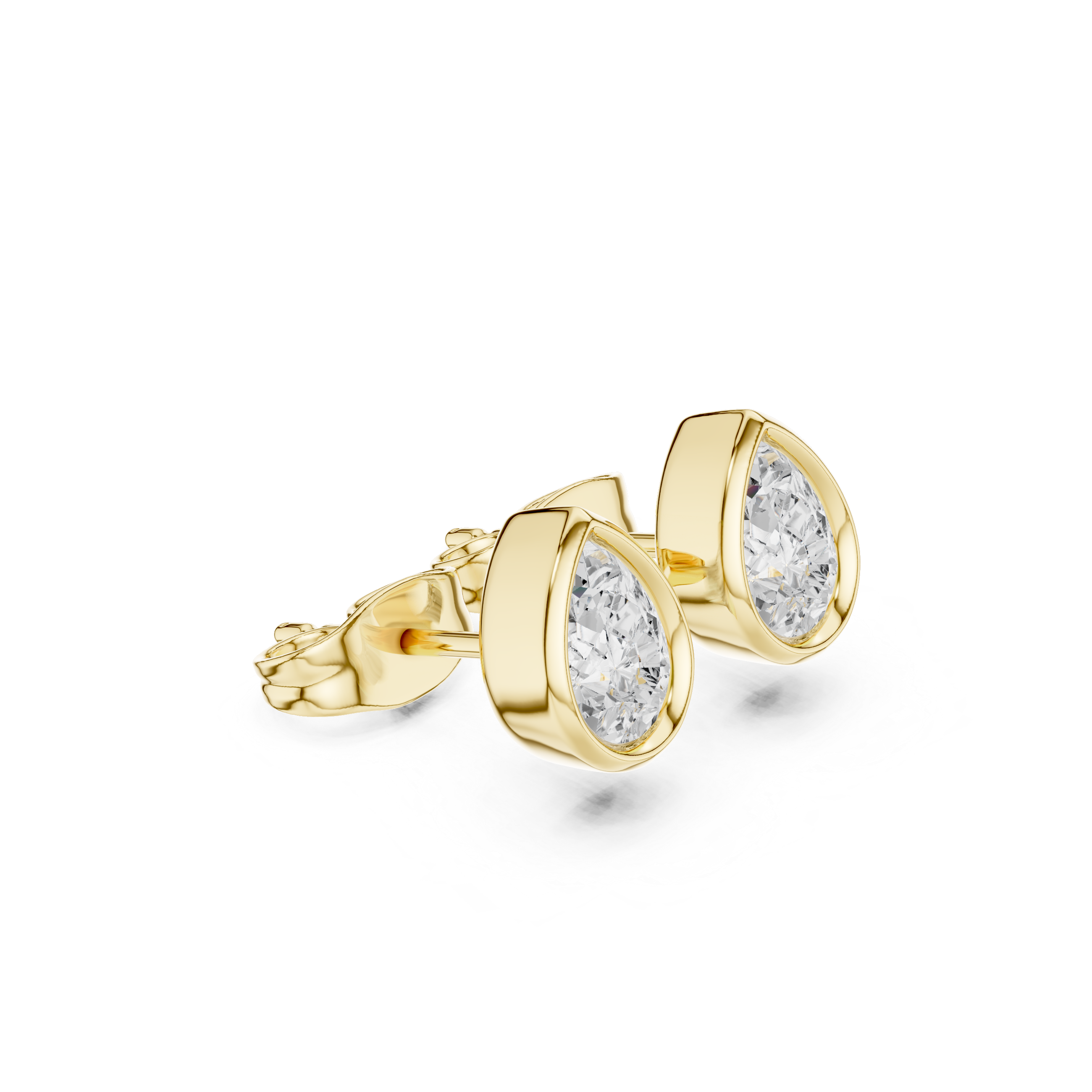 Bezel Pear Diamond Stud Earrings