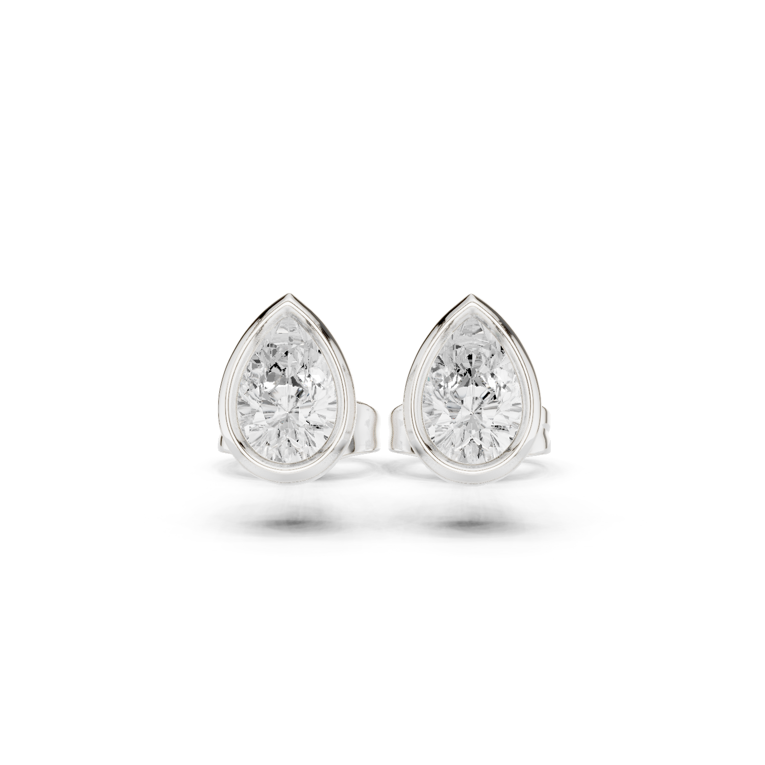 Bezel Pear Diamond Stud Earrings