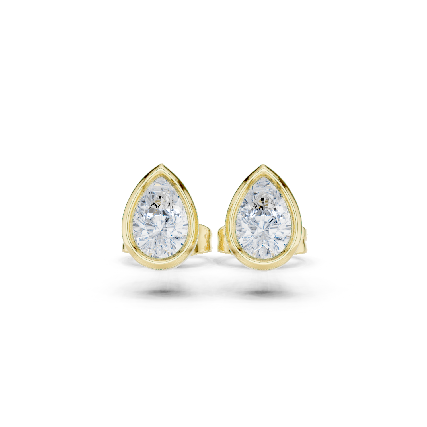 Bezel Pear Diamond Stud Earrings