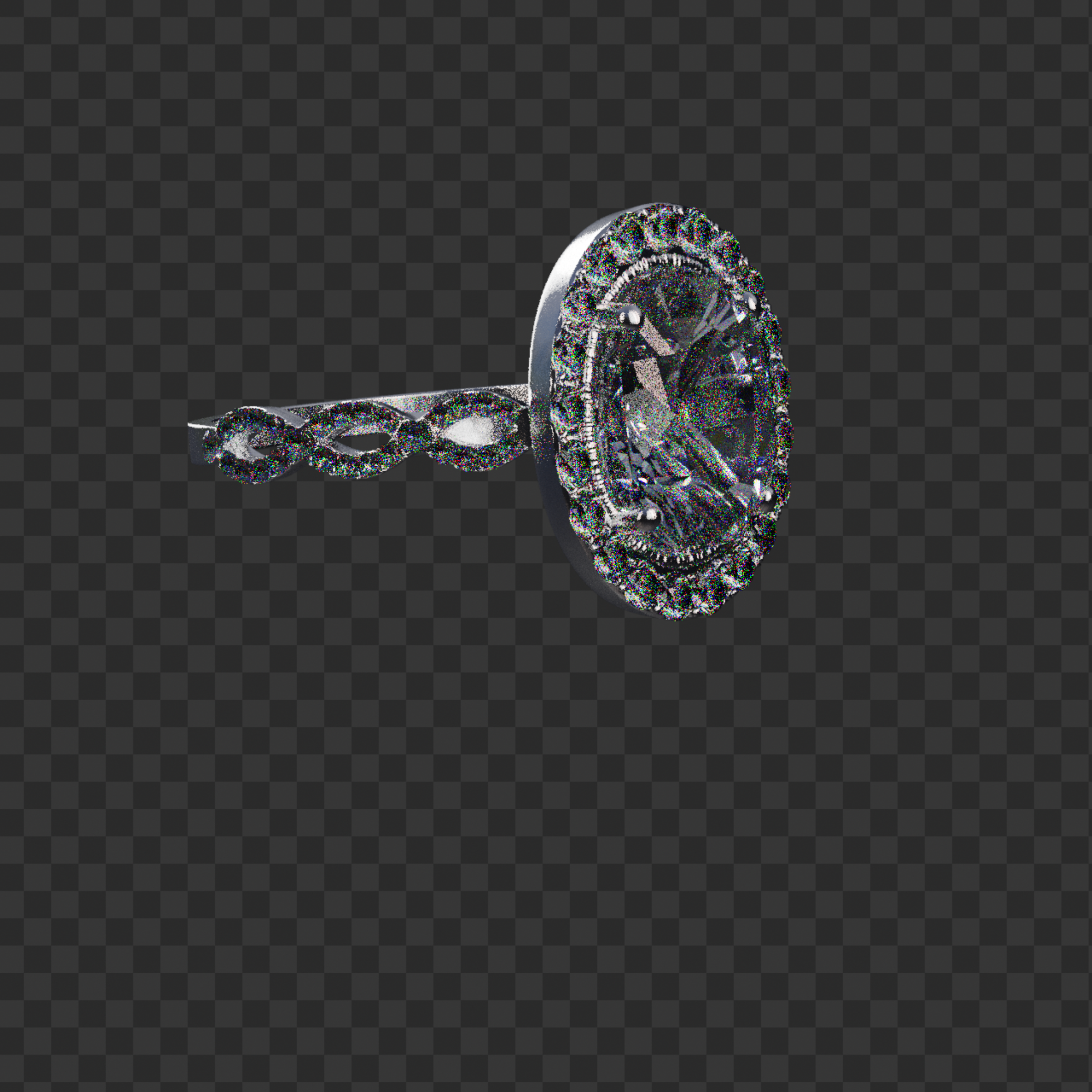 Diamond ring with a clear gemstone on a transparent background