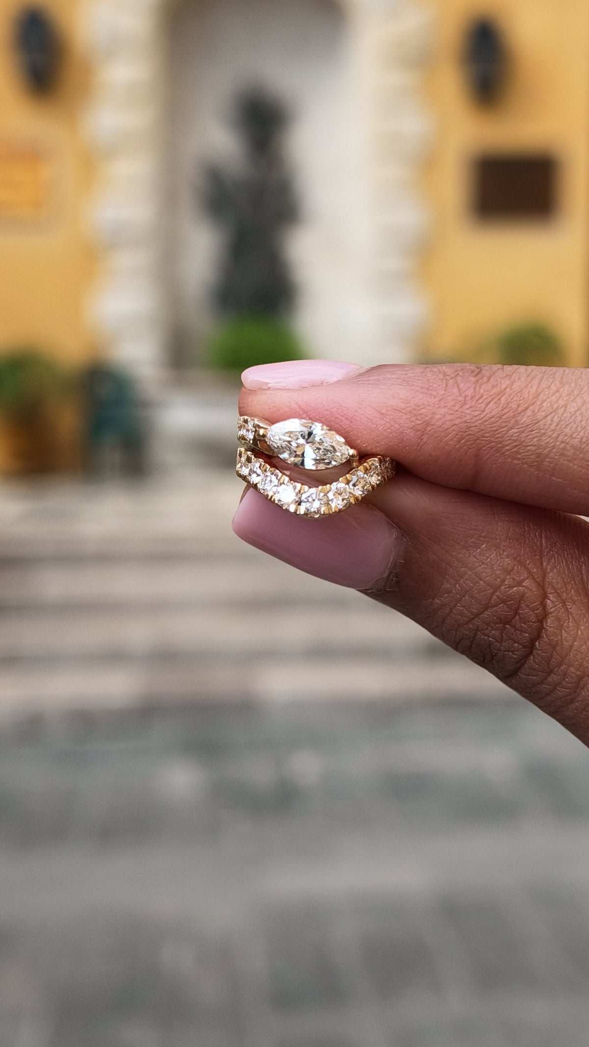 marquise diamond ear cuff in yellow gold