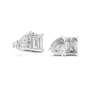 Diamond earrings with rectangular and round cut stones on a white background
