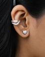 Marquise Diamond Ear Cuff and Heart Diamond Solitaire Earrings in 18K white gold