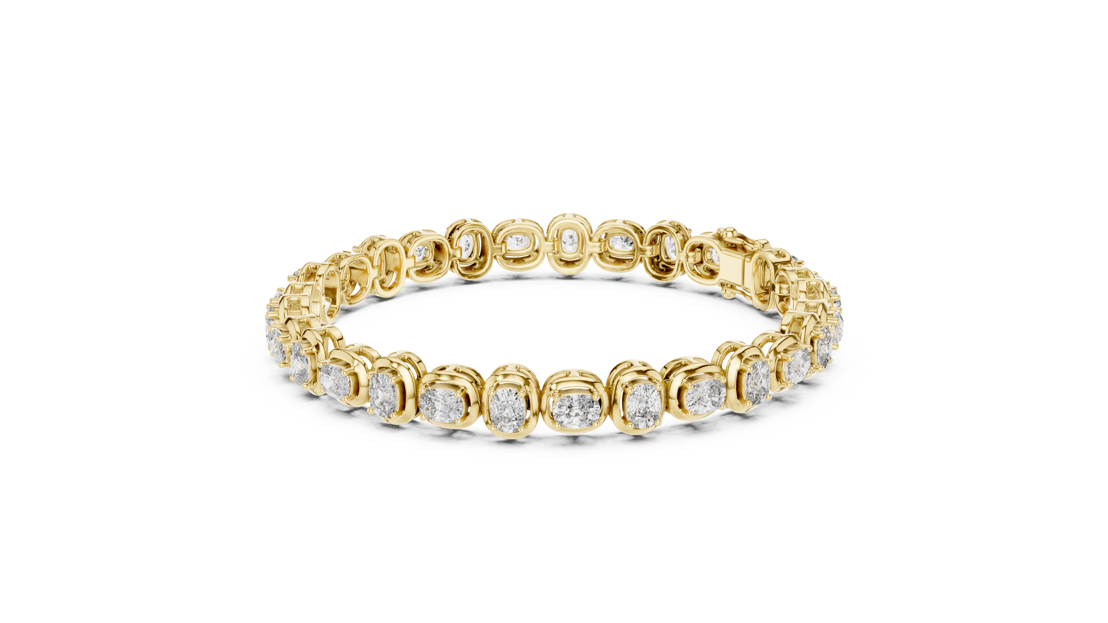 Gold bracelet with diamonds on a white background