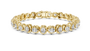 Gold bracelet with diamond accents on a white background