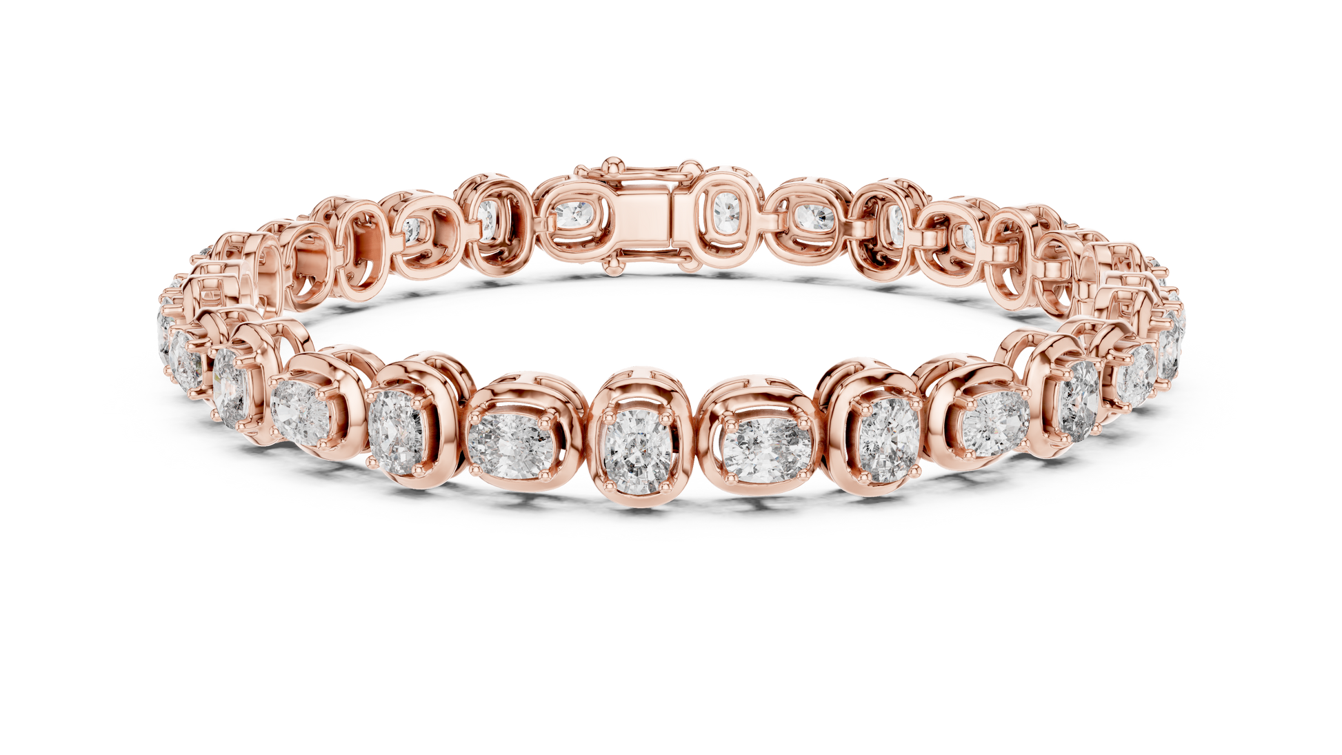 Gold bracelet with diamond accents on a white background