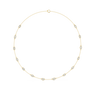 Gold necklace with small diamonds on a white background