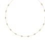Gold necklace with small diamonds on a white background