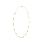 Gold necklace with small diamonds on a white background