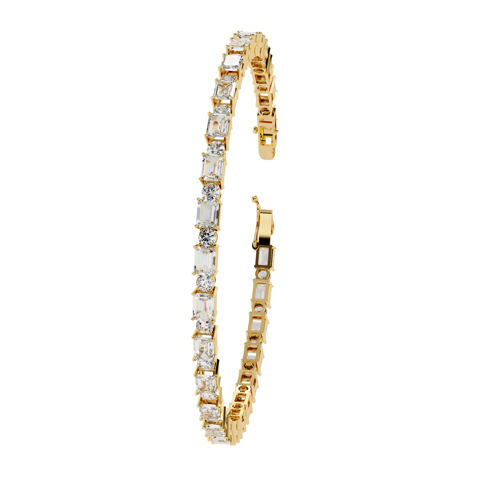 Gold bracelet with diamonds on a white background