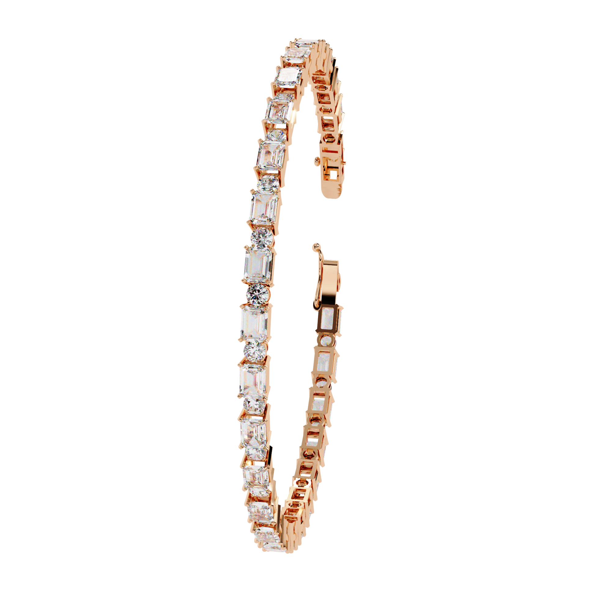 Gold bracelet with diamonds on a white background