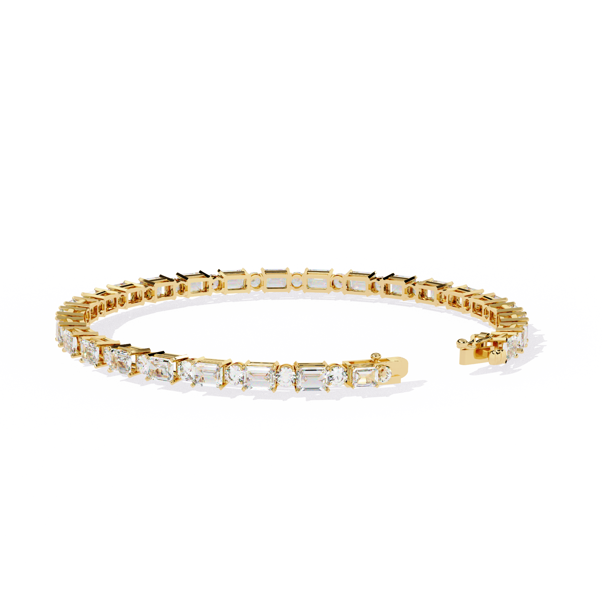 Gold bracelet with diamonds on a white background