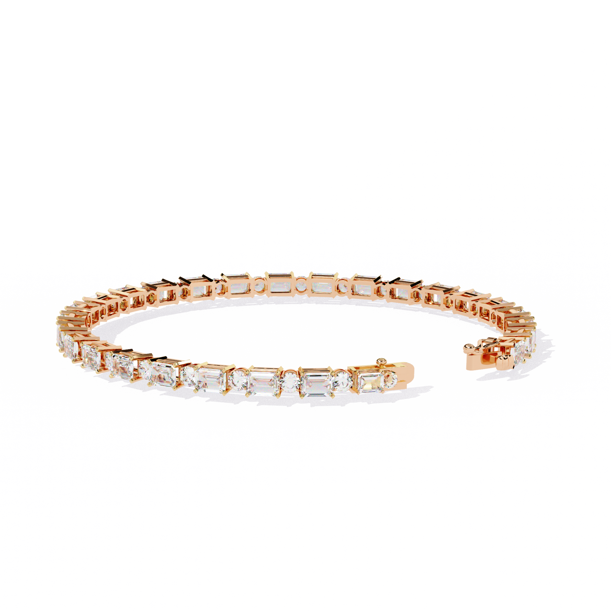 Gold bracelet with diamonds on a white background