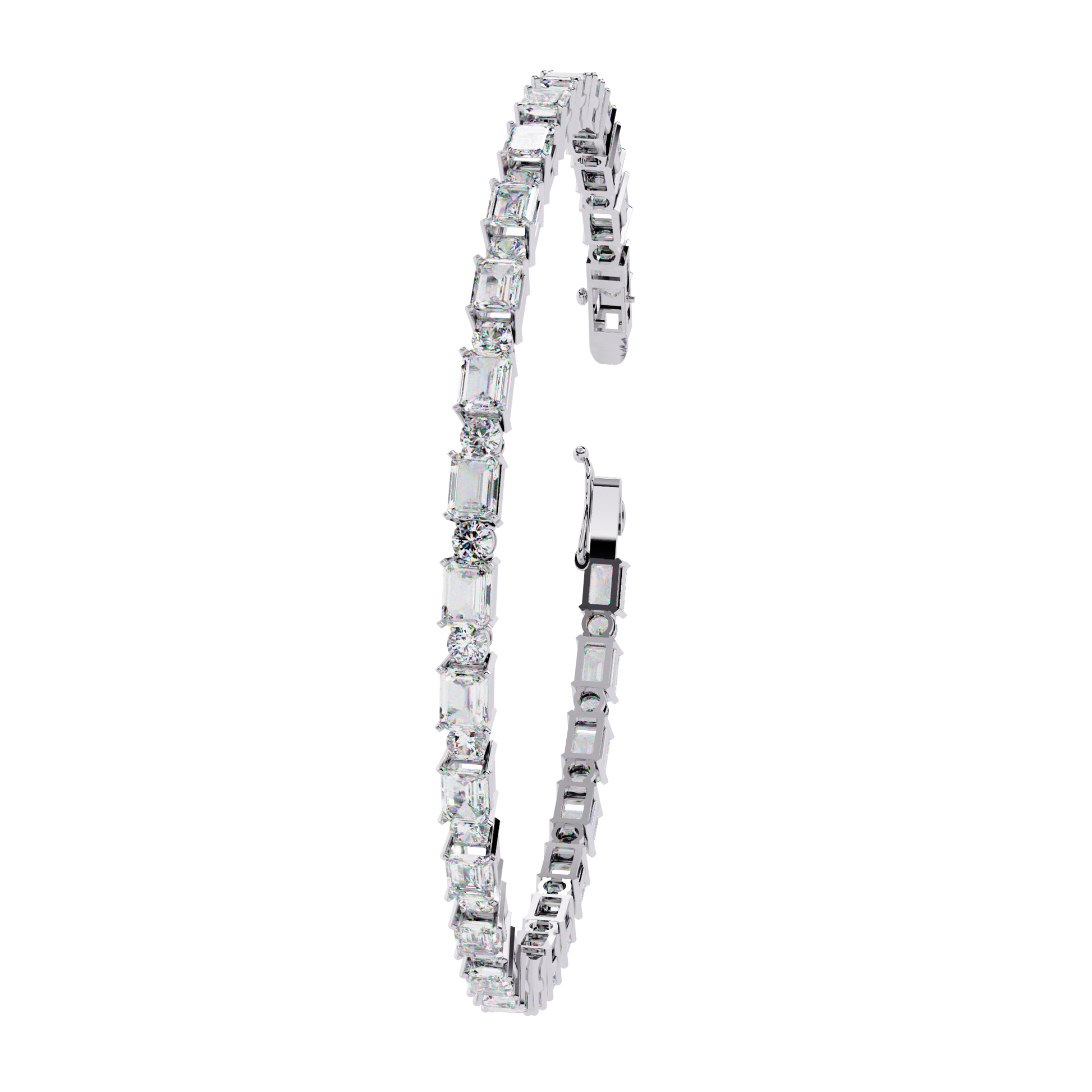 Gold bracelet with diamonds on a white background