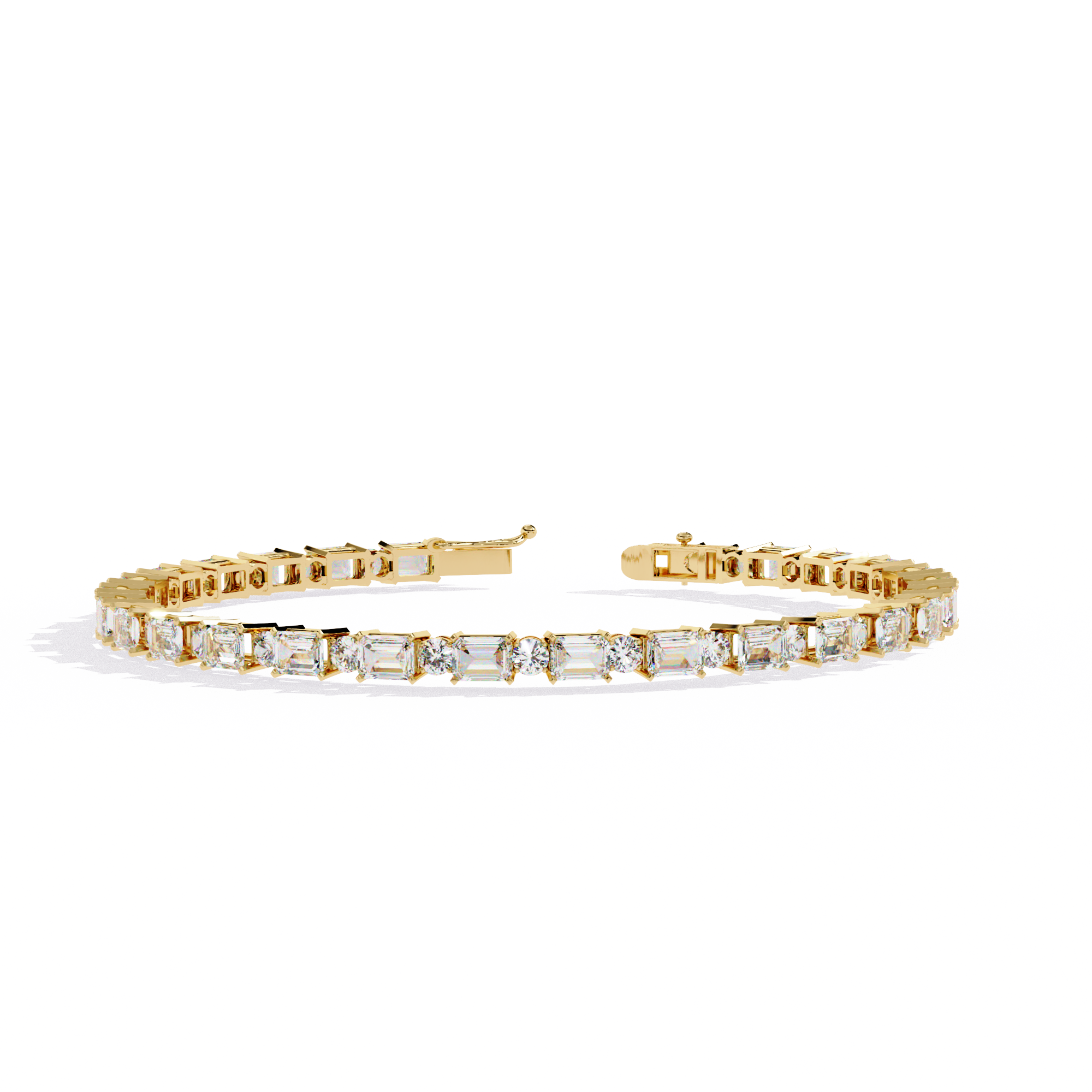 Gold bracelet with diamonds on a white background