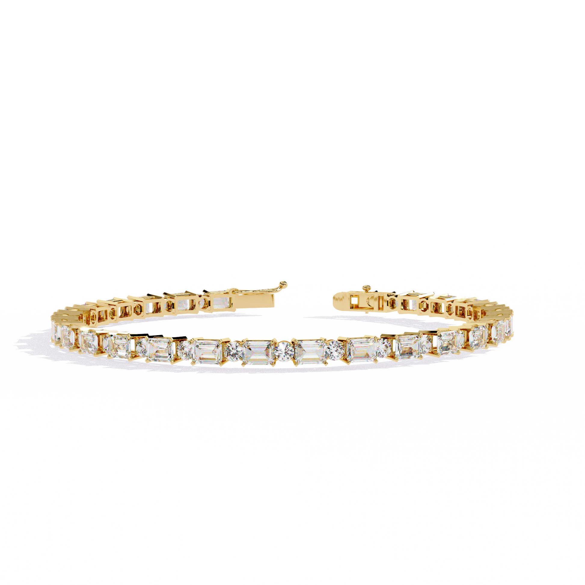 Gold bracelet with diamonds on a white background