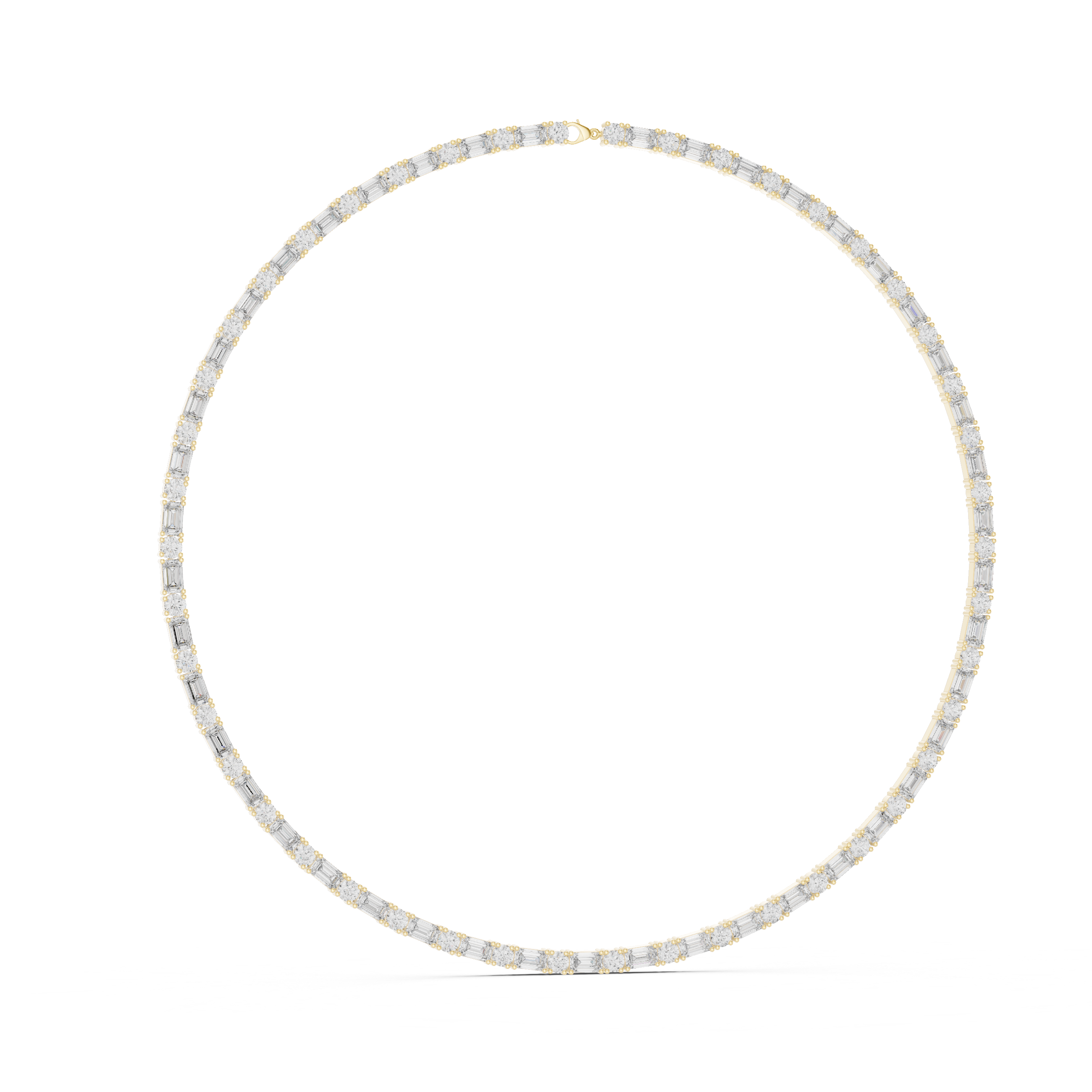 Diamond tennis necklace on a white background