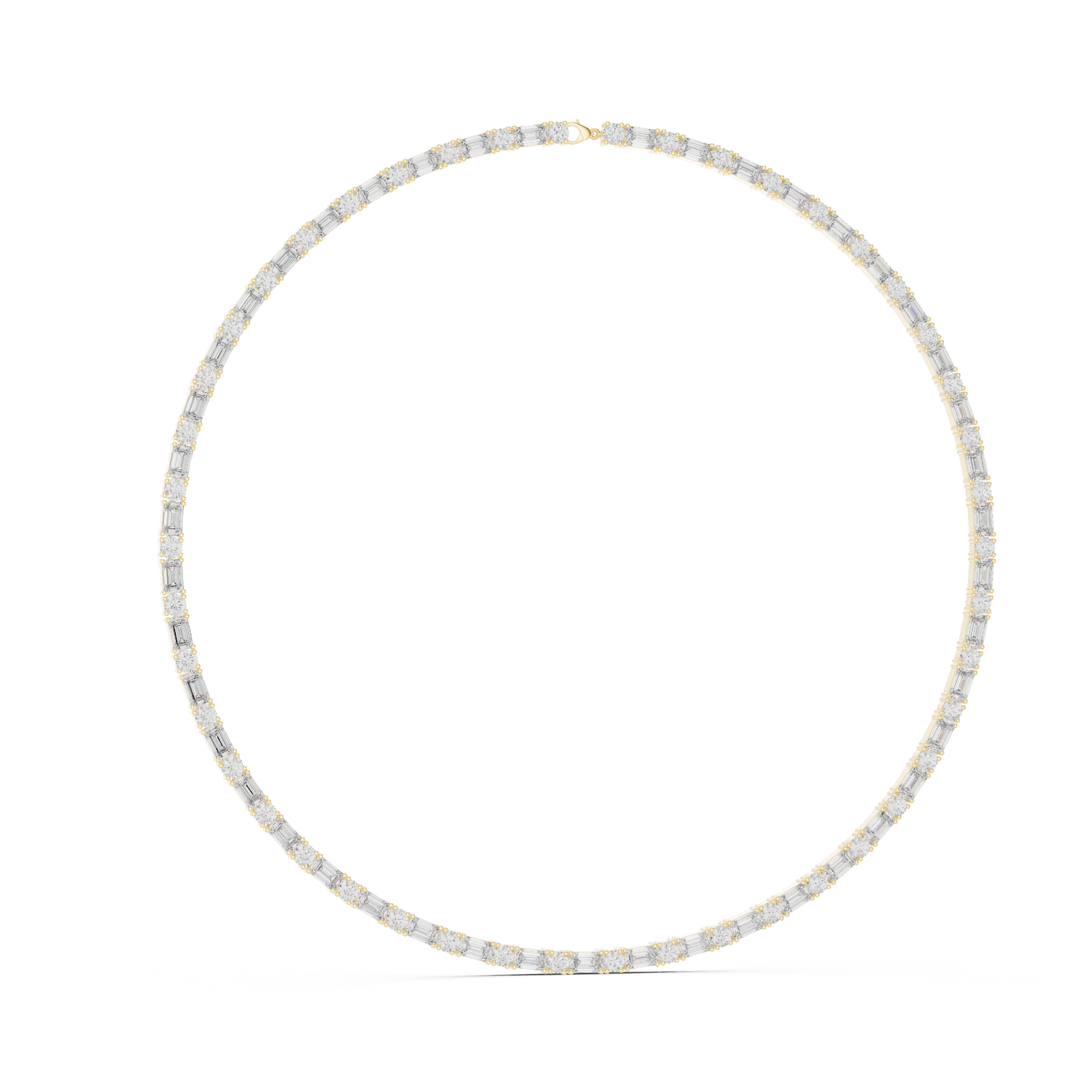 Diamond tennis necklace on a white background