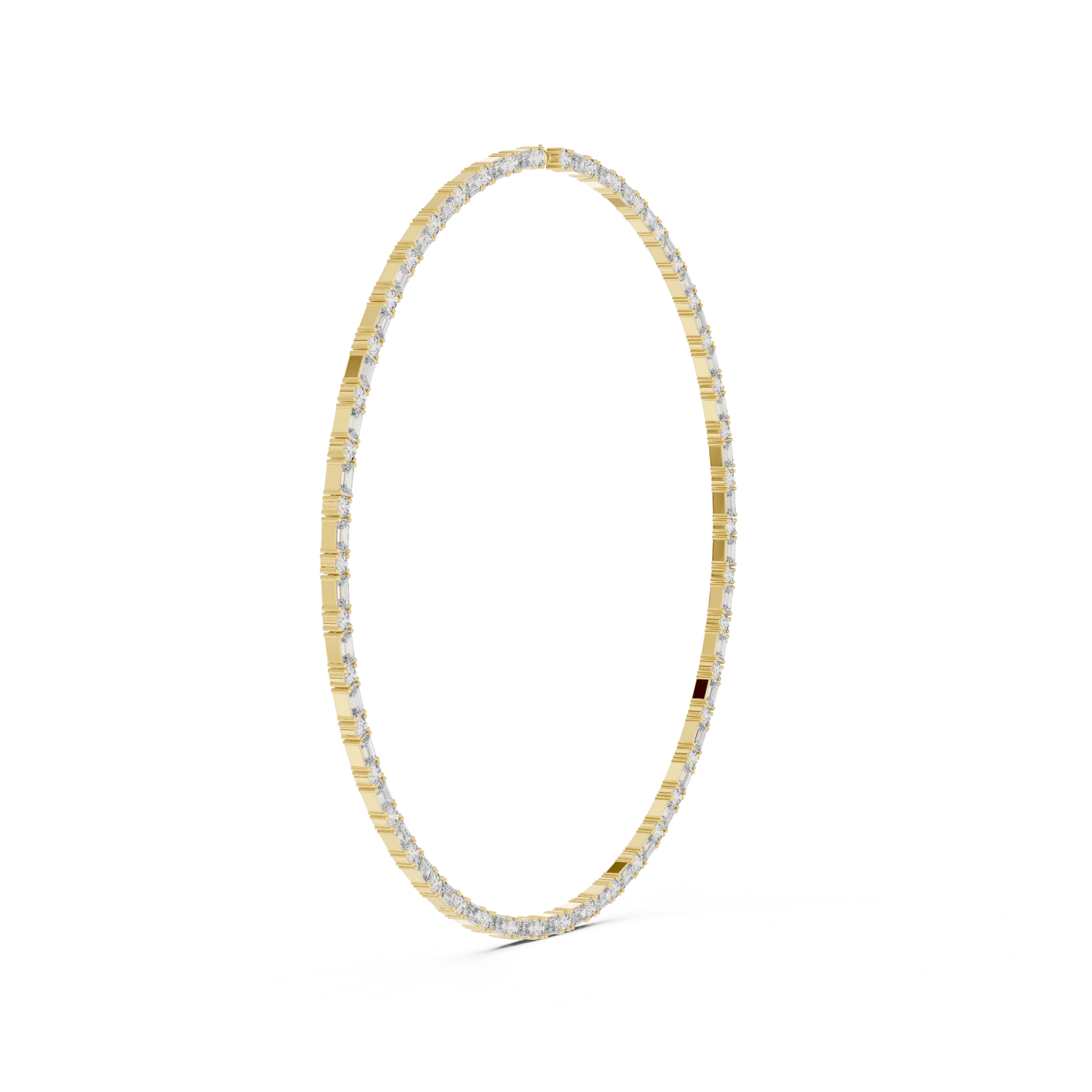 Gold necklace with diamonds on a white background