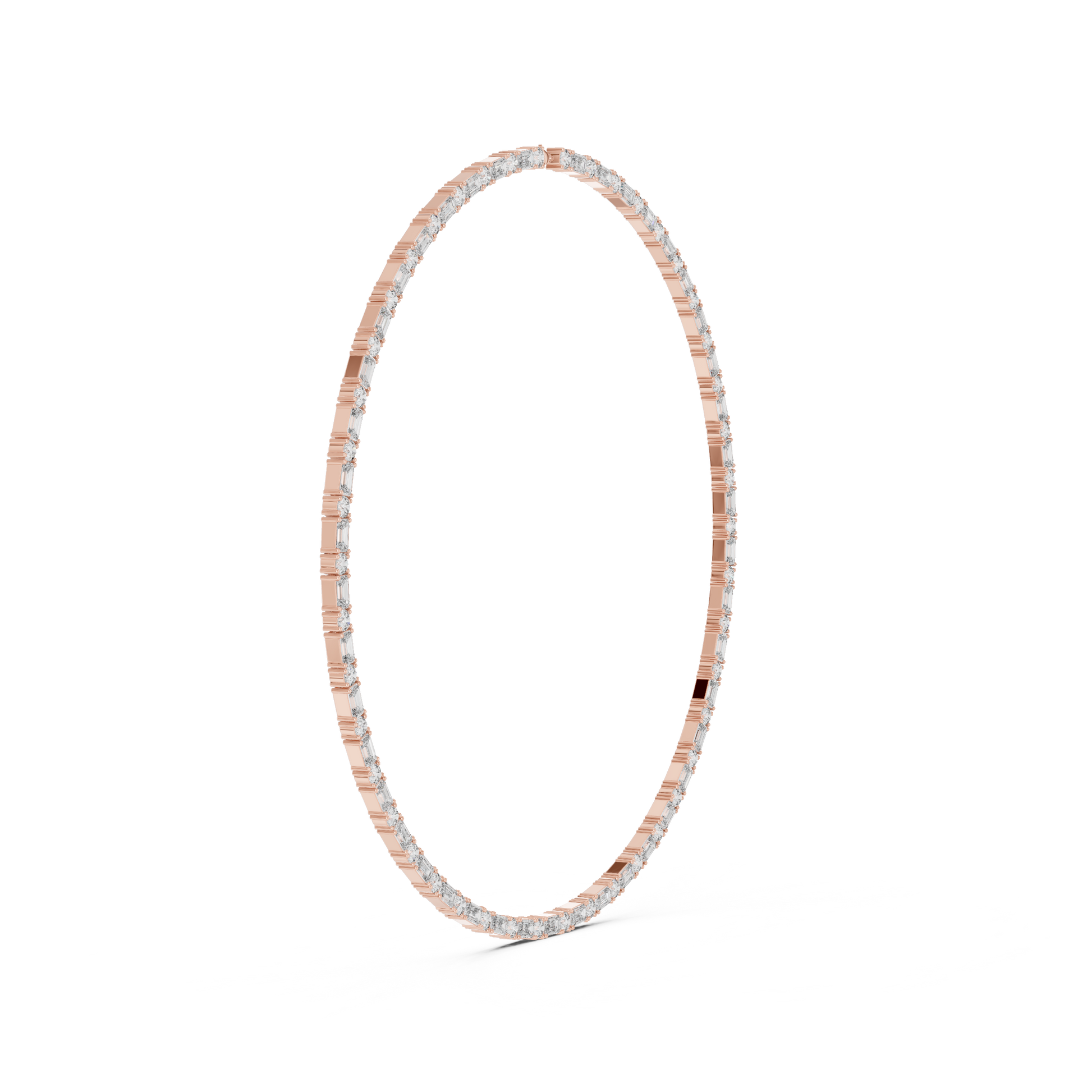 Gold necklace with diamonds on a white background