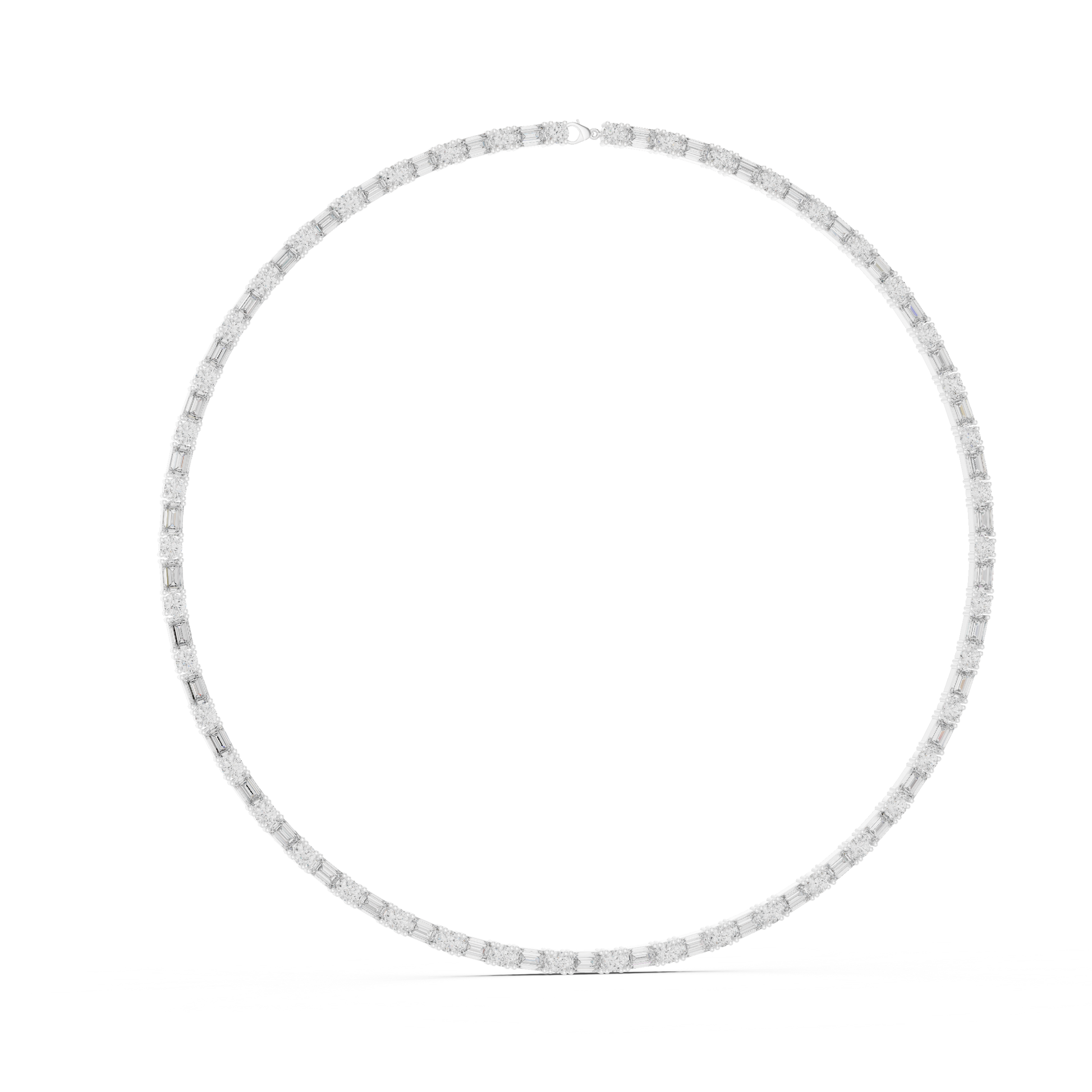 Silver necklace on a white background