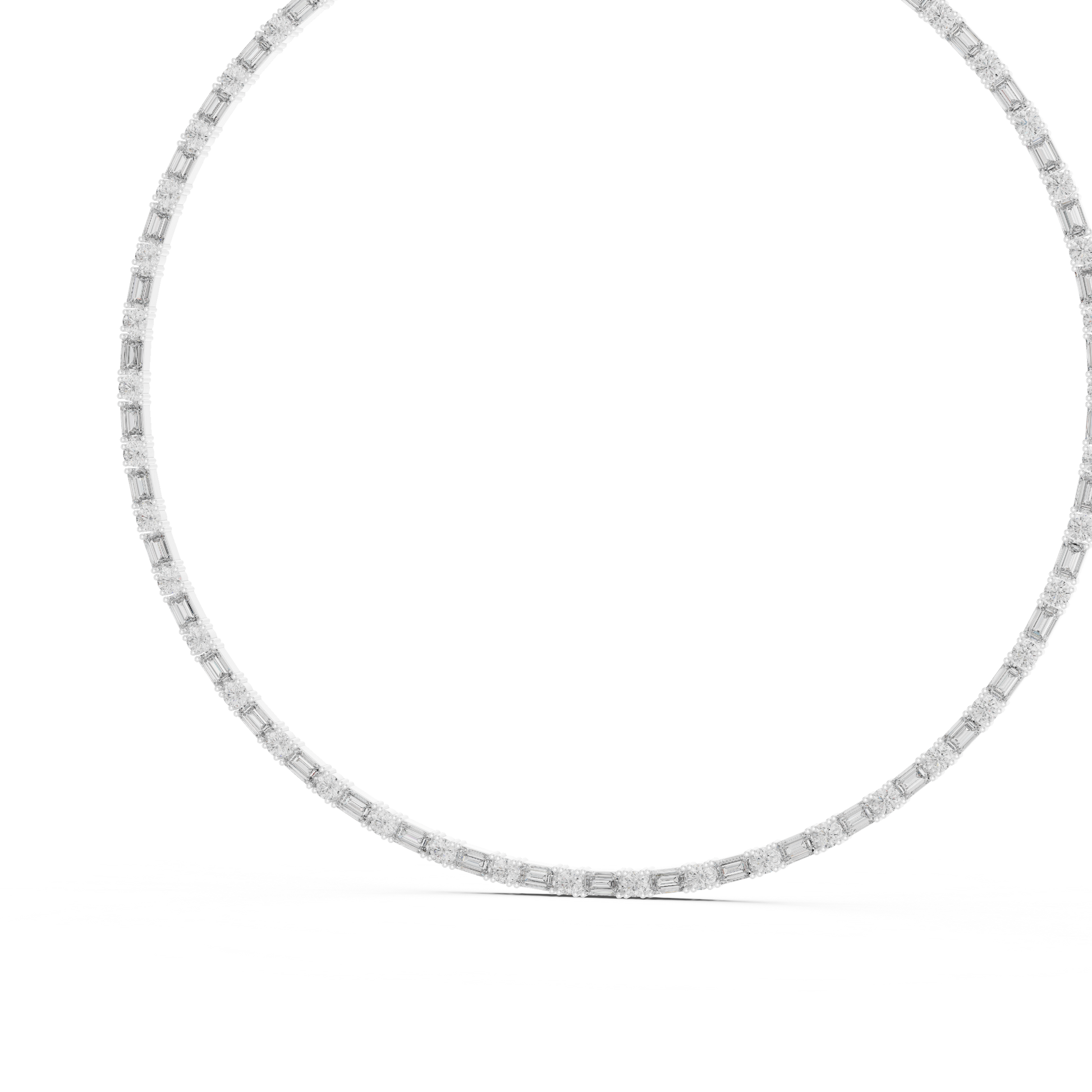 Gold necklace with diamonds on a white background