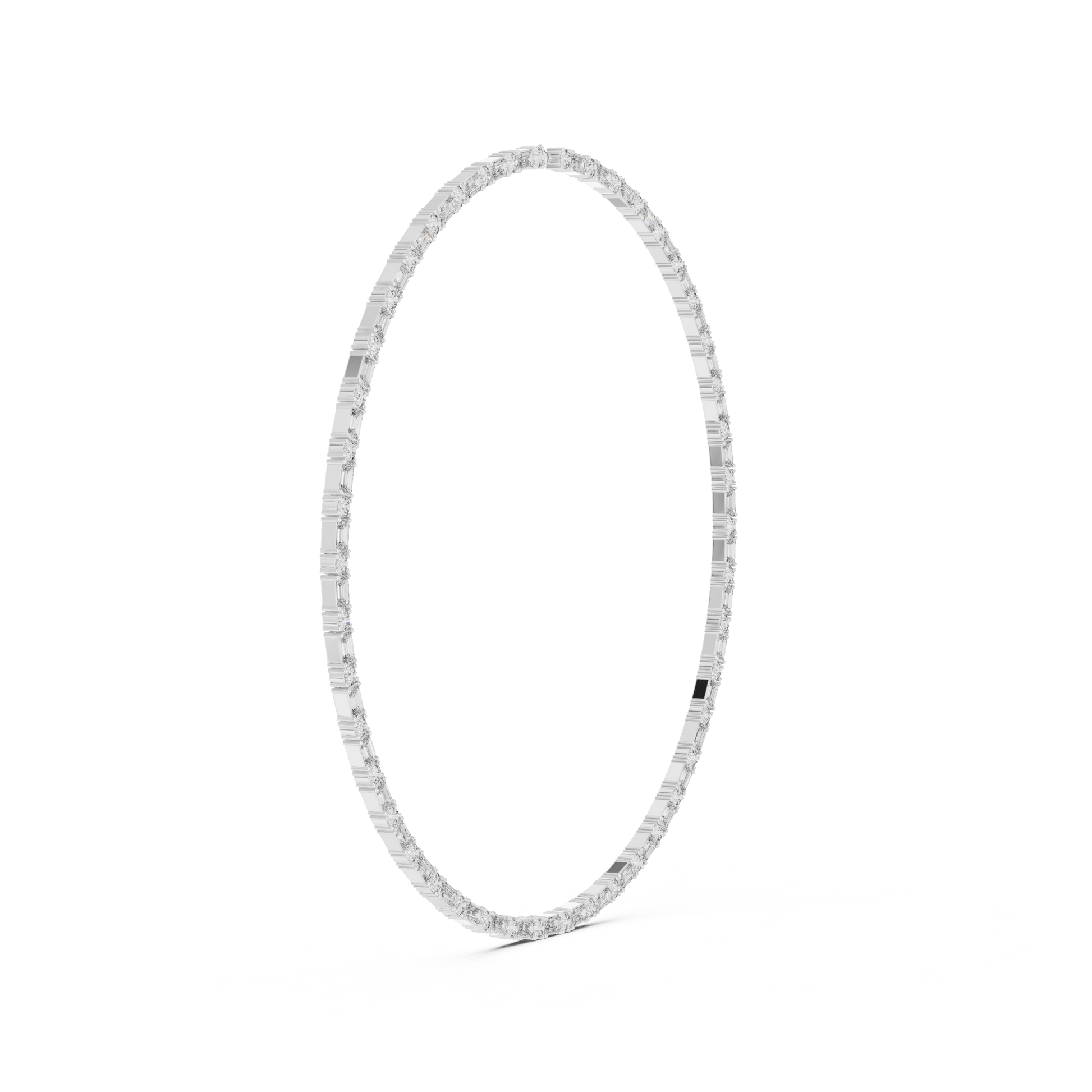 Gold necklace with diamonds on a white background