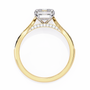ring features a magnificent Emerald-cut diamond held in a refined prong setting