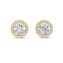 Pair of diamond earrings with gold accents on a white background