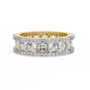 eternity band features a central line of sharp Princess-cut diamonds secured within a diamond-encrusted channel