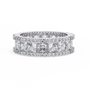 eternity band features a central line of sharp Princess-cut diamonds secured within a diamond-encrusted channel
