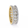eternity band features a central line of sharp Princess-cut diamonds secured within a diamond-encrusted channel