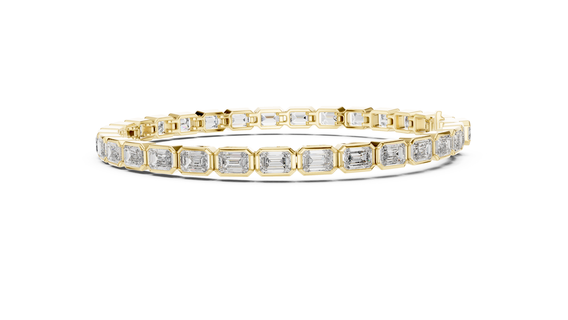 Gold bracelet with diamond accents on a white background