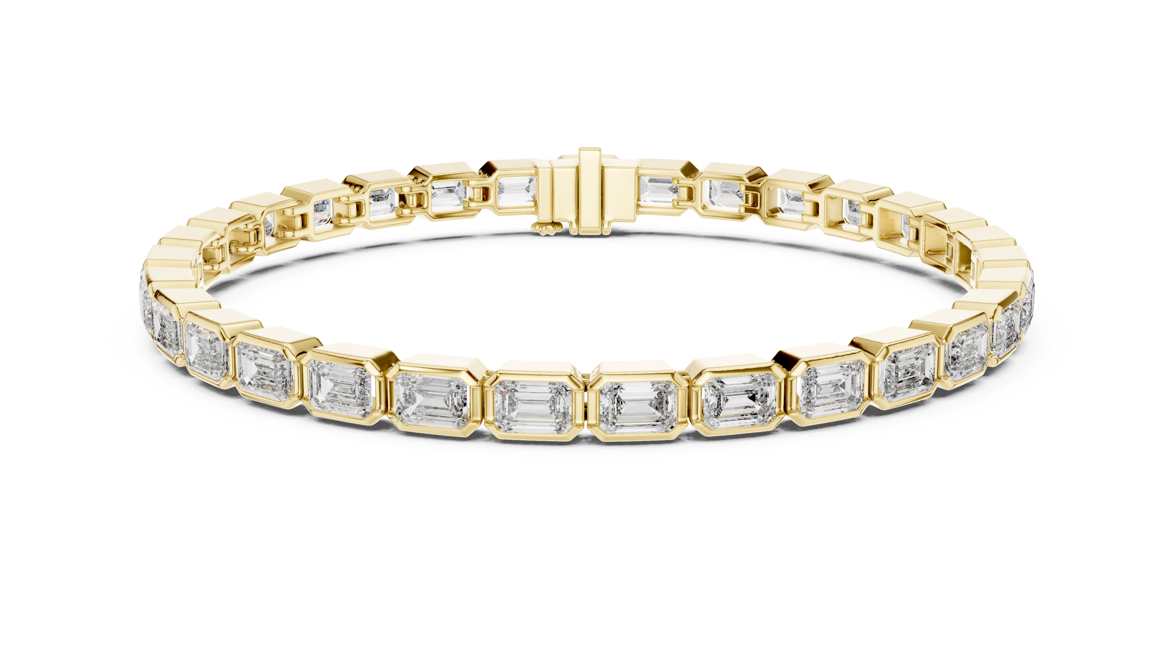 Gold bracelet with diamond accents on a white background