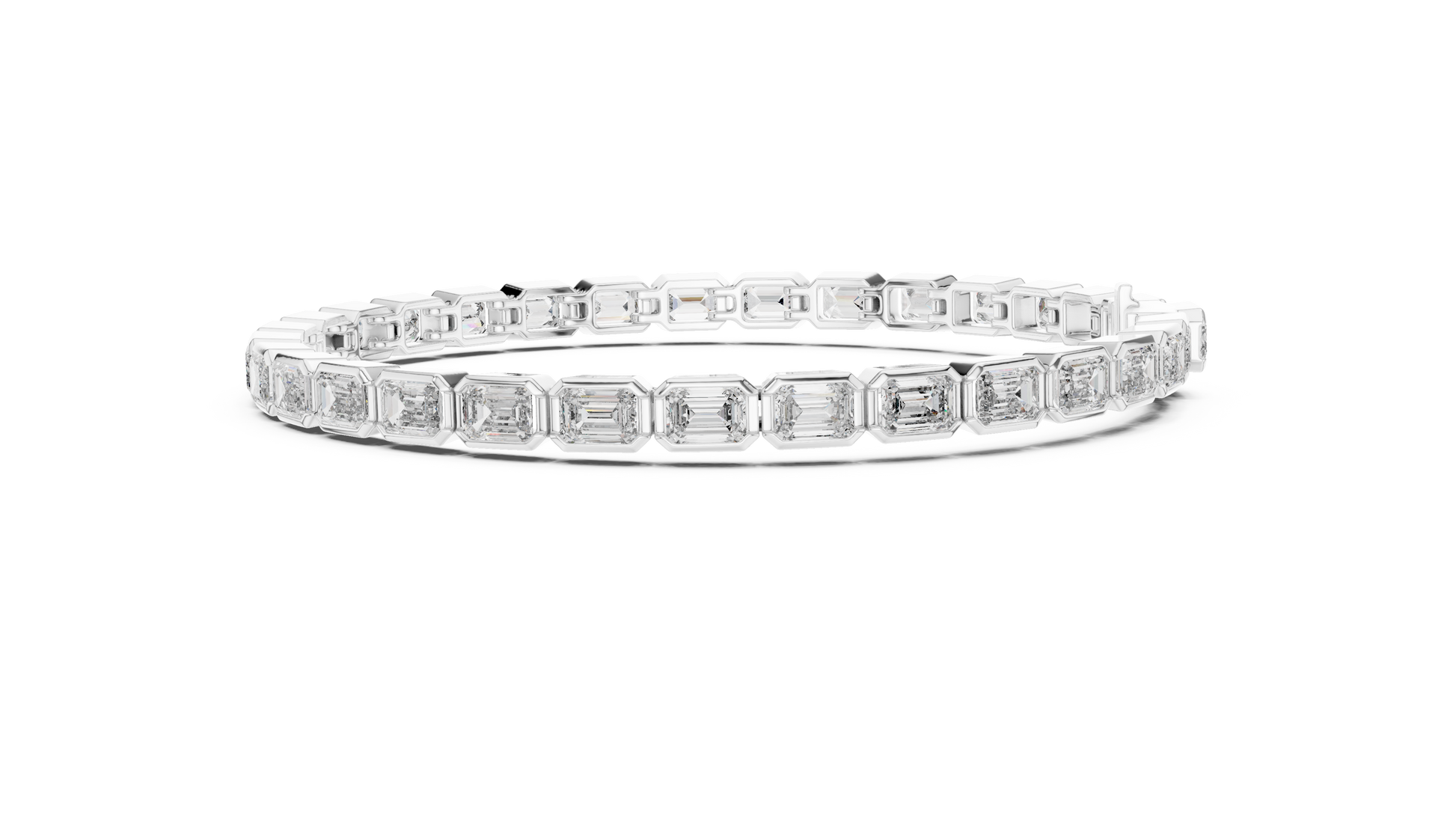 Diamond bracelet with emerald stones on a white background