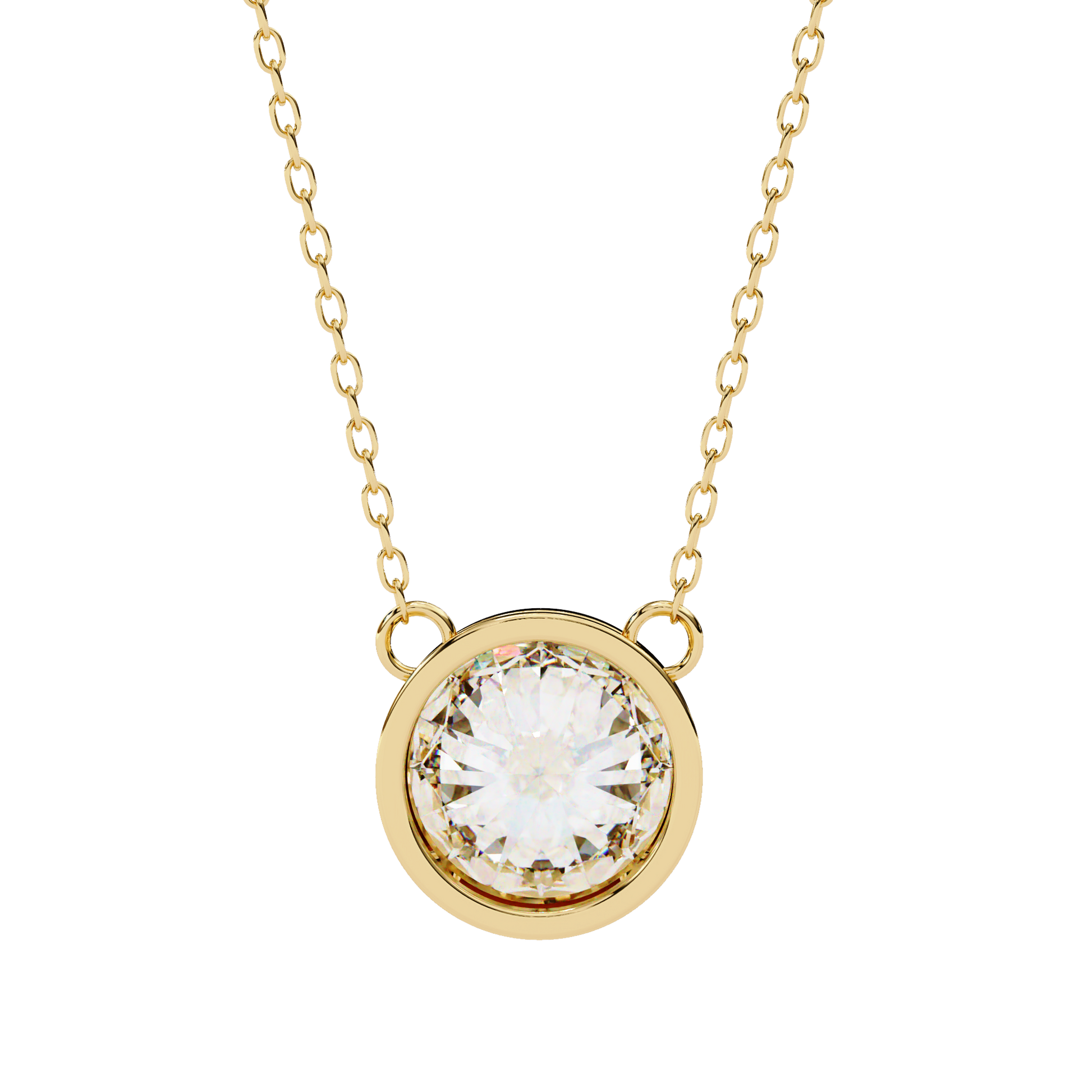 Gold pendant with a large diamond on a white background